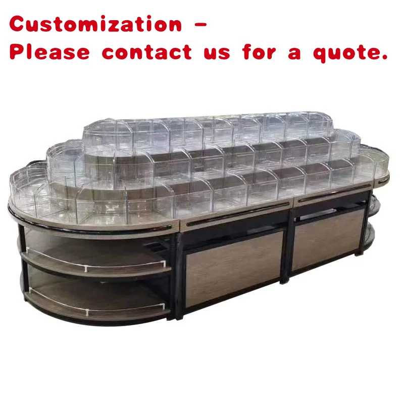 

custom.Customized Wood Supermarket Gondola Shelving Supermarket Dried Fruit Candy Rack