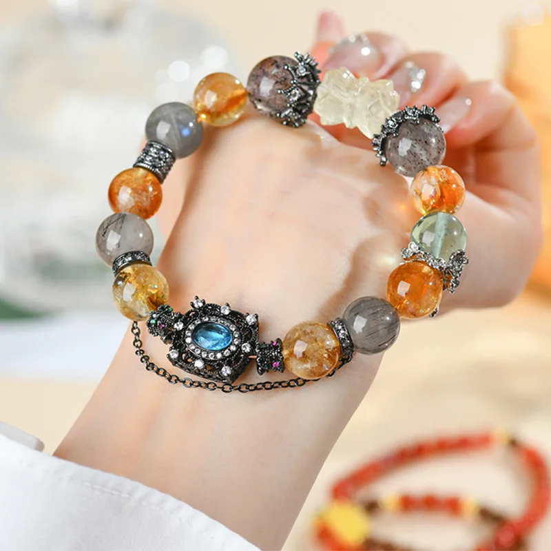 

Natural Multi-Gem Yellow Tower Fashion Colorful Women'S Bracelet Jewelry
