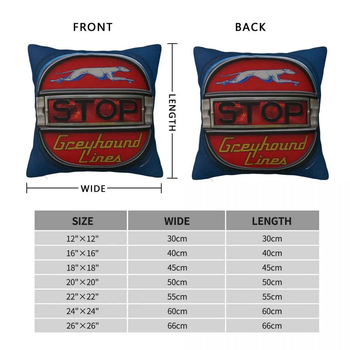PD-3751 Greyhound Bus Stop Sign Square Pillowcase Polyester Linen Velvet Printed Zip Decorative Throw Pillow Case Room Cover 18