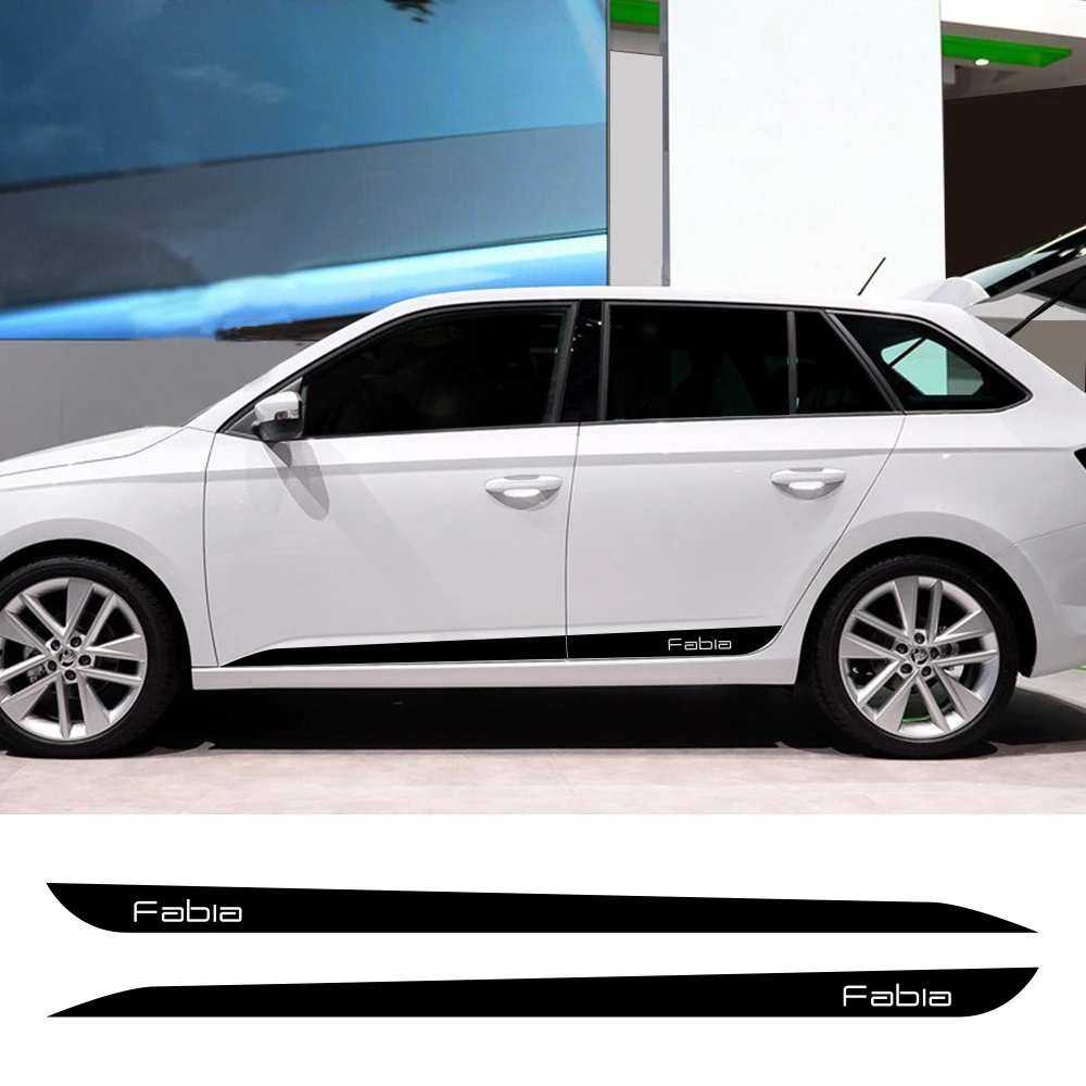 Car Door Side Stickers For Skoda Fabia 2 3 MK2 MK3 6y ac Tuning Auto Accessories Sports Skirts Stripes Styling Vinyl Film Decals