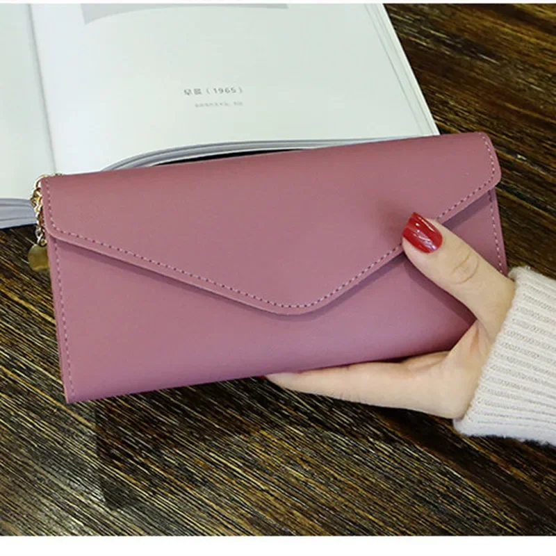 New PU Leather long Wallet Solid color Women Purses Fashion Coin Purse Card Holder Tassels Wallets High Quality Clutch Money Bag