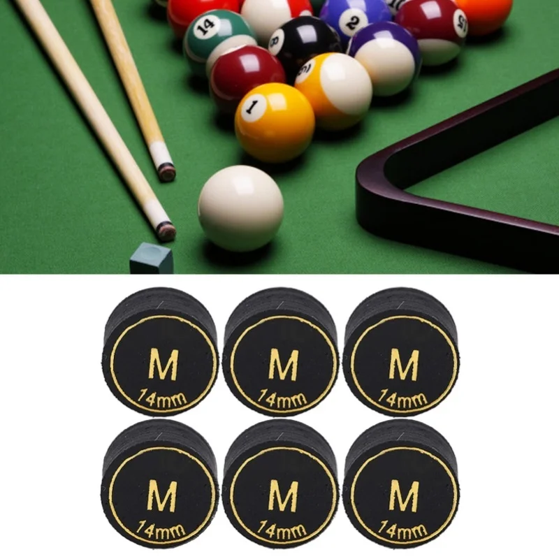 

6 шт. насадки для кия, профессиональные многослойные насадки для кия для бильярда, замена насадок для киев и снукера 14 мм M