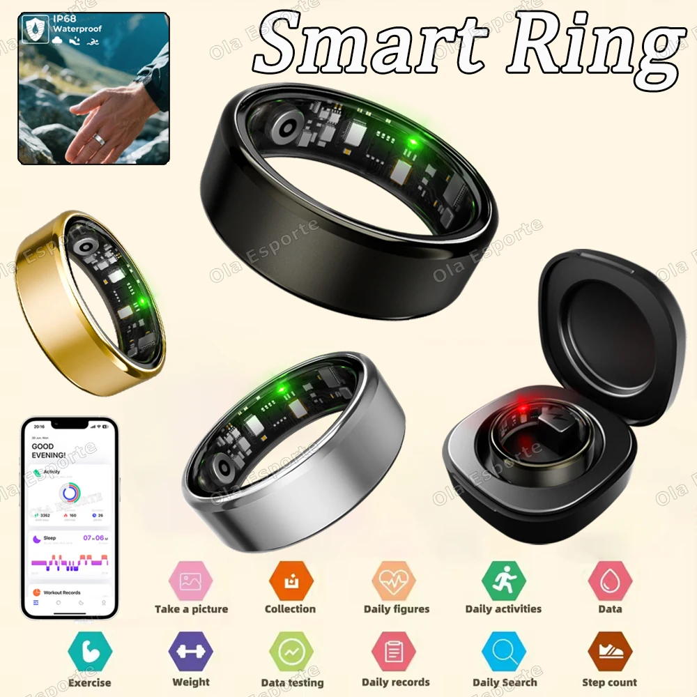 

New For Android IOS Smart Ring 2025 Heart Rate Blood Oxygen Monitor Men Women Smartring 5ATM Waterproof Health Multi Sports ring