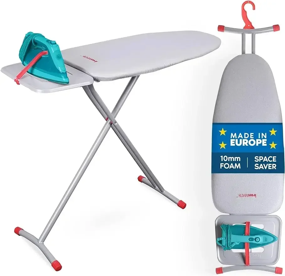 

Space Saver Ironing Board, 45.5"X15" Area (Board Length 35.5"), Easy Storage, 6 Levels of Adjustable Height