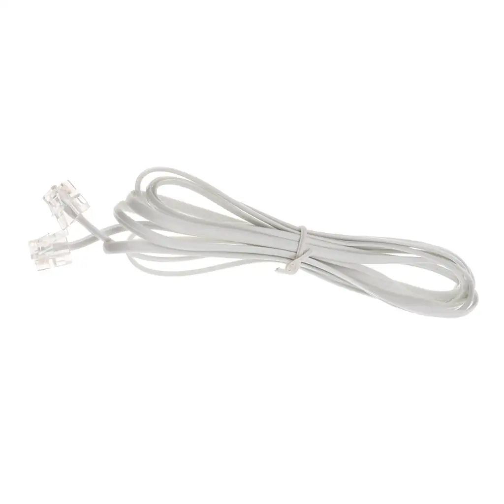 Cable de extensión de línea fija para teléfono, 10 pies, con RJ-11 estándar, enchufes 6P2C, blanco, 2,4 m ,1 paquete