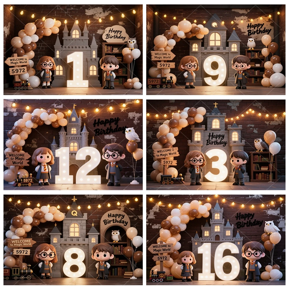 

Harry Potter 1~18 Birthday Party Background Wizard Photography Backdrop Custom Kids Children Magic Academy owl Banner Photo