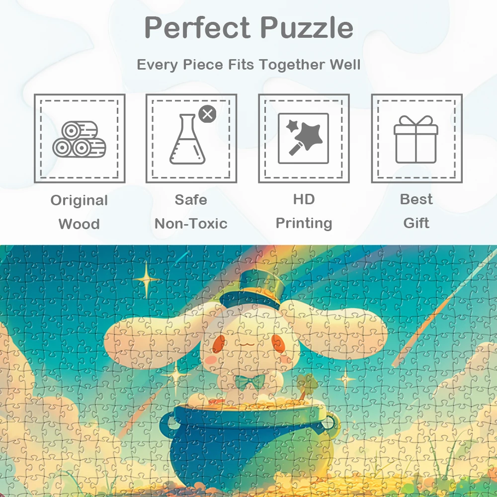 Sanrio Cinnamoroll จิ๊กซอว์ปริศนาการ์ตูนสายรุ้งเมฆปริศนาของเล่นงานอดิเรกคลาสสิกอะนิเมะ Montessori เกมสําหรับเด็ก