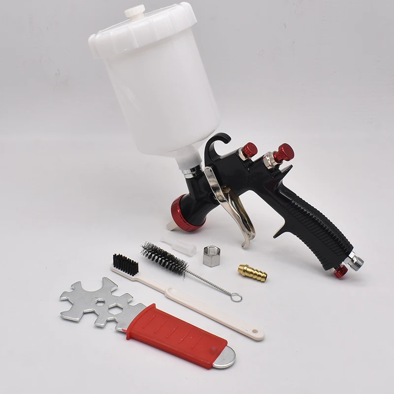 LVLP Pistola a spruzzo R500 Ugello da 1,3 mm con filtro separatore acqua olio Manometro Regolatore pressione aria Pistola a spruzzo Strumenti pneumatici