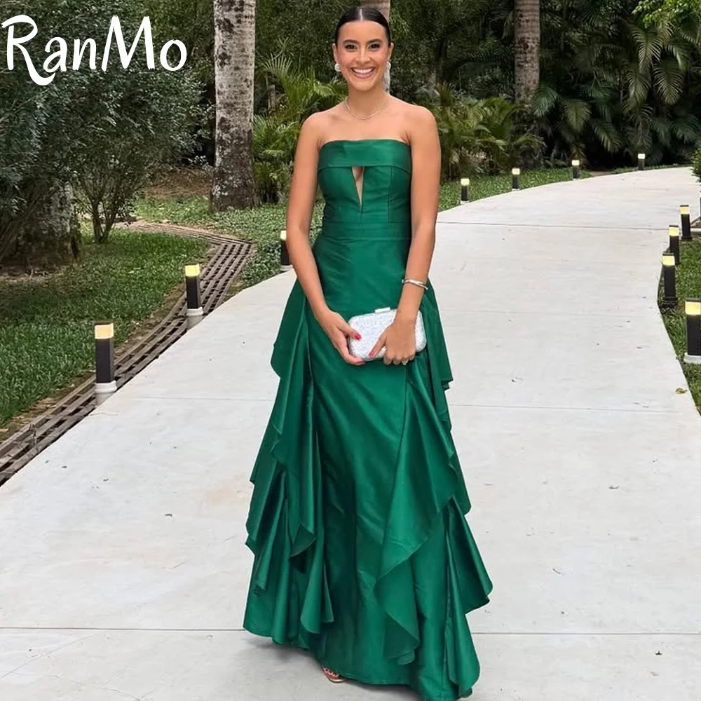 

Ranmo Customized 2026 High Quality Elegant Jersey Ruched Pleat A-line Strapless Long Dresses Evening Dresses vestidos de novia