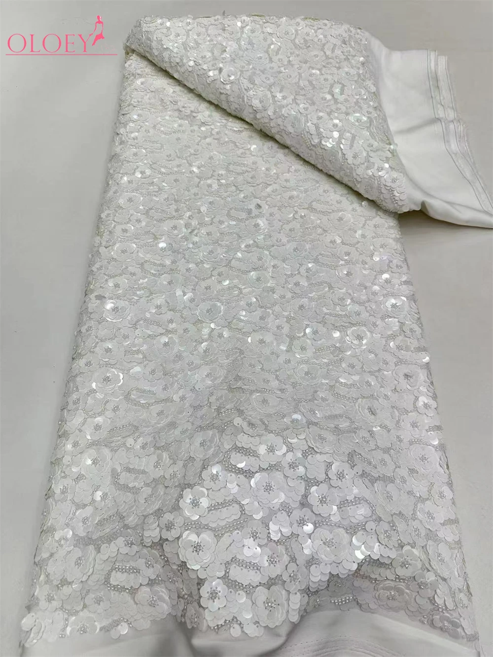 High-End High Quality Luxury French Embroidery Groom Lace Fabric DuBai With Fuii Sequins Fabric For Party And Wedding Dress