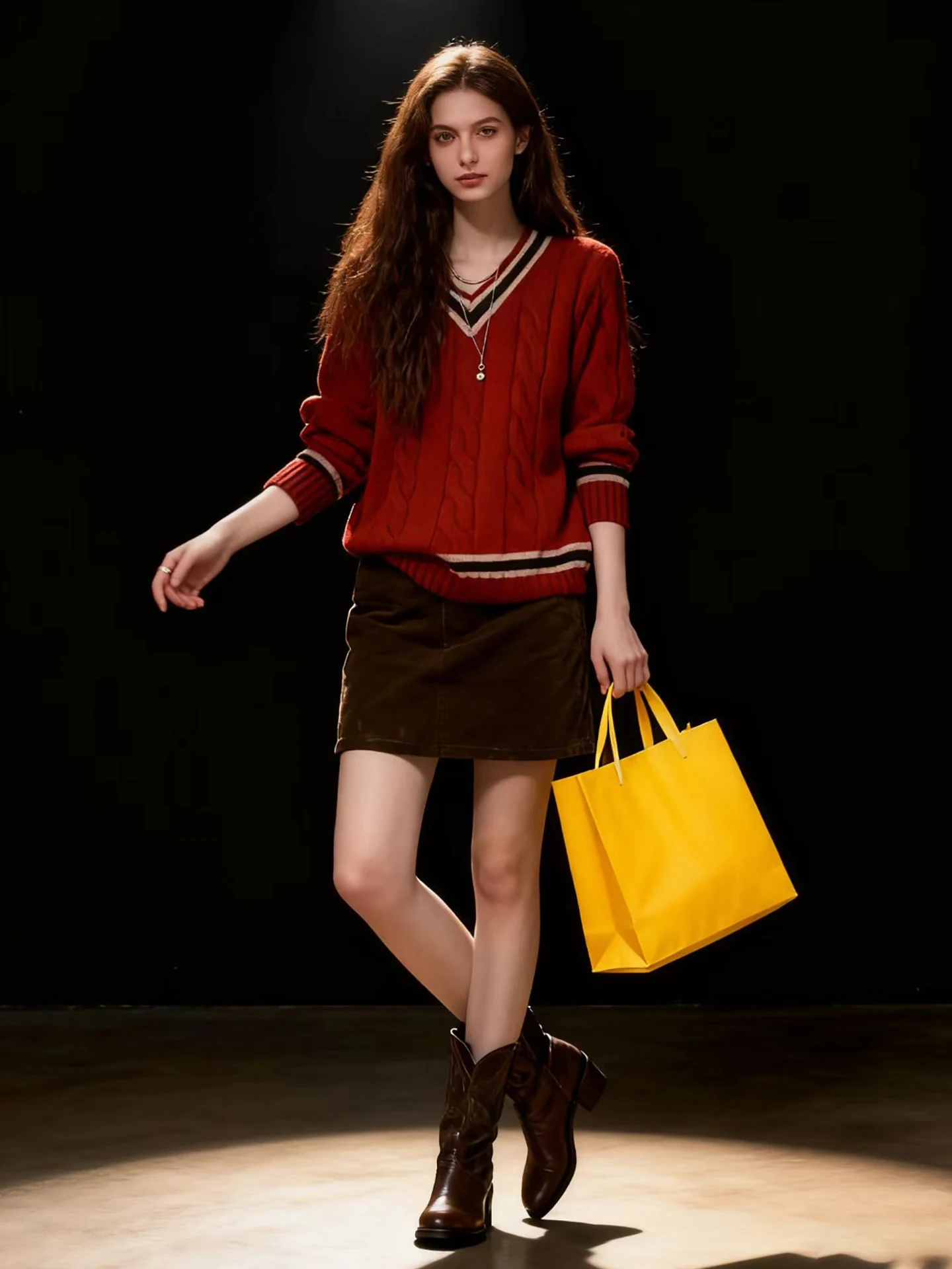 

Теплый женский свитер HUAAPPUW с V-образным вырезом, свободного кроя, с длинными рукавами, осенне-зимняя новинка