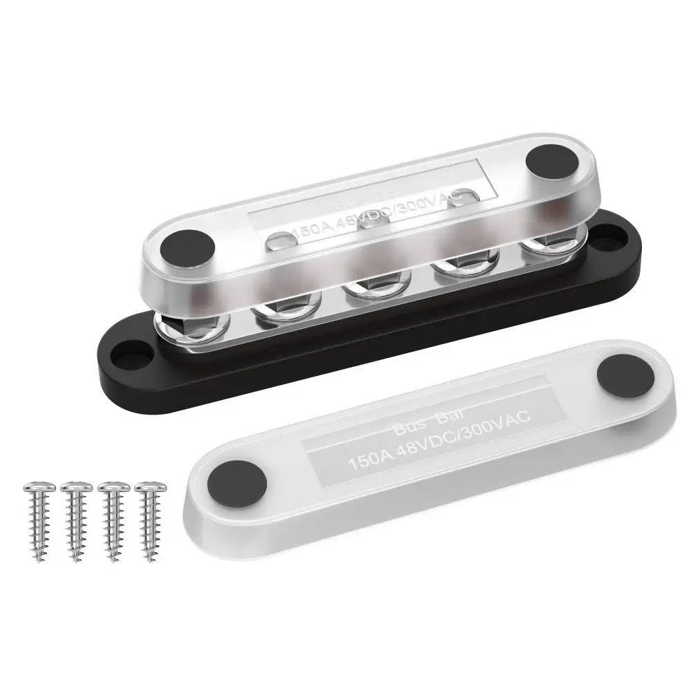 

Bus Bar Power Distribution Block 150A 48VDC with Cover Automobile busbar Bus copper busbar for Marine Automotive Solar Systems