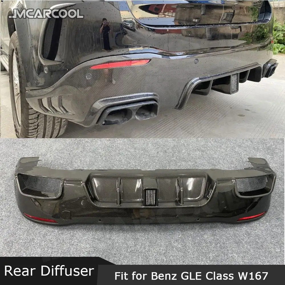 

JMCARCOOL сухой диффузор заднего бампера из углеродного волокна с выхлопом для Mercedes Benz GLE Class W167 GLE53 для AMG SUV 2020 UP