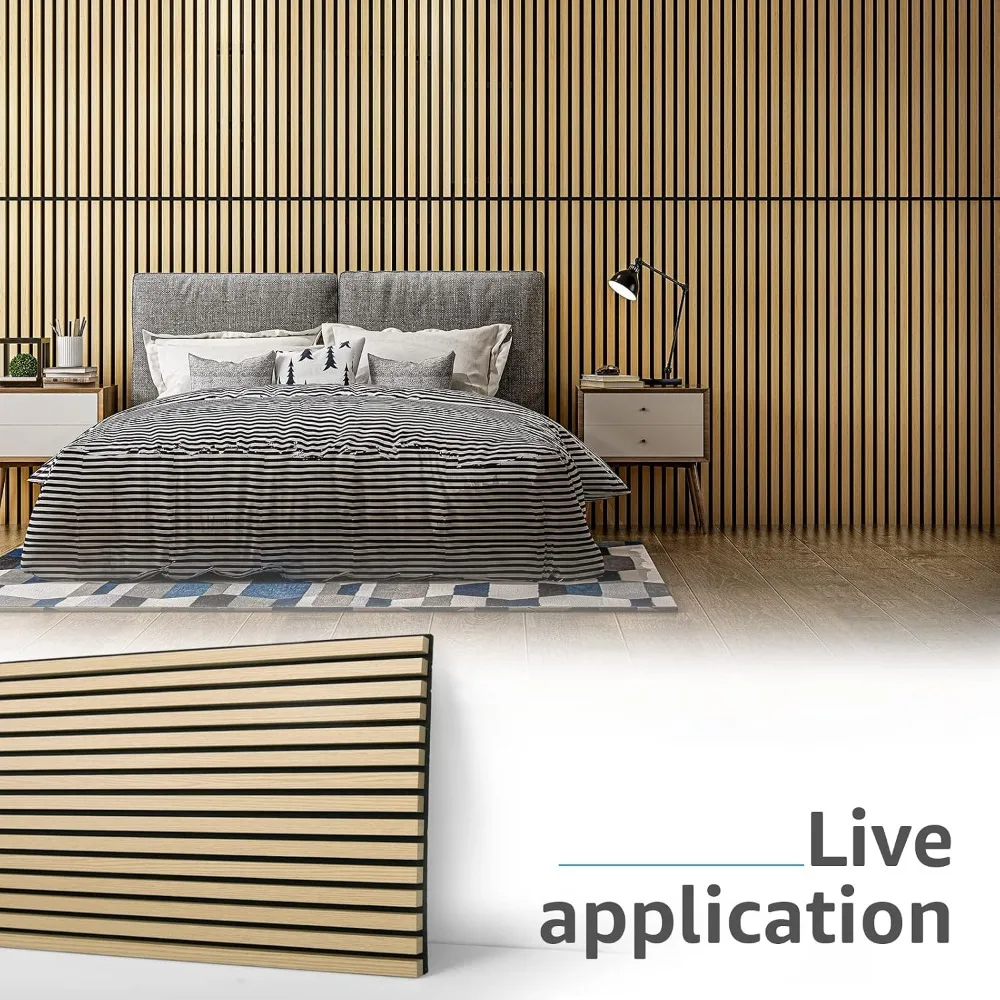 2 Wood Slat Acoustic Panels for Wall and Ceiling - 3D Fluted Sound Absorbing Panel with Oak Finish