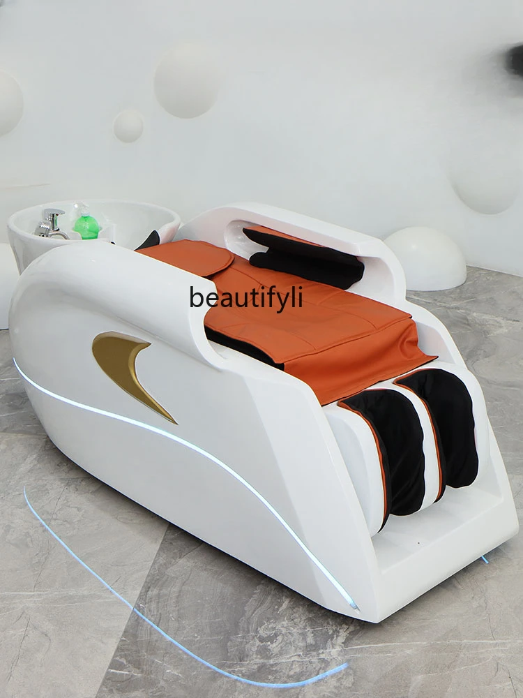 Intelligent Electric Massage Shampoo Bed Automatic Barber Shop for Hair Salon Ceramic Basin Washing and Flushing Massage