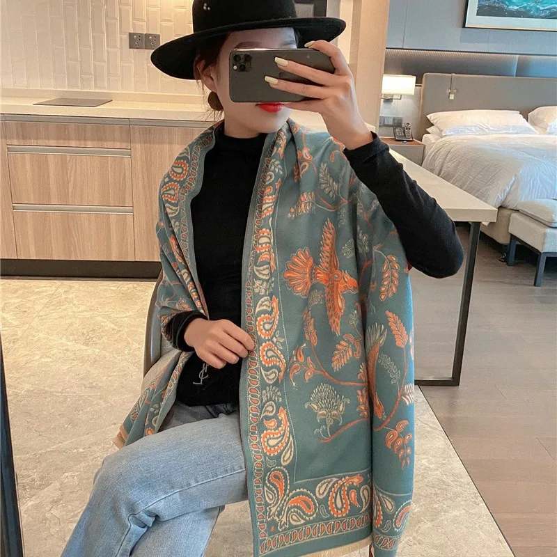 Luxury Cashew Winter Thick Warm Scarf Women Cashmere Shawl and Wraps Pashmina Neckerchief Bufanda Female Long Tessel Echarpe