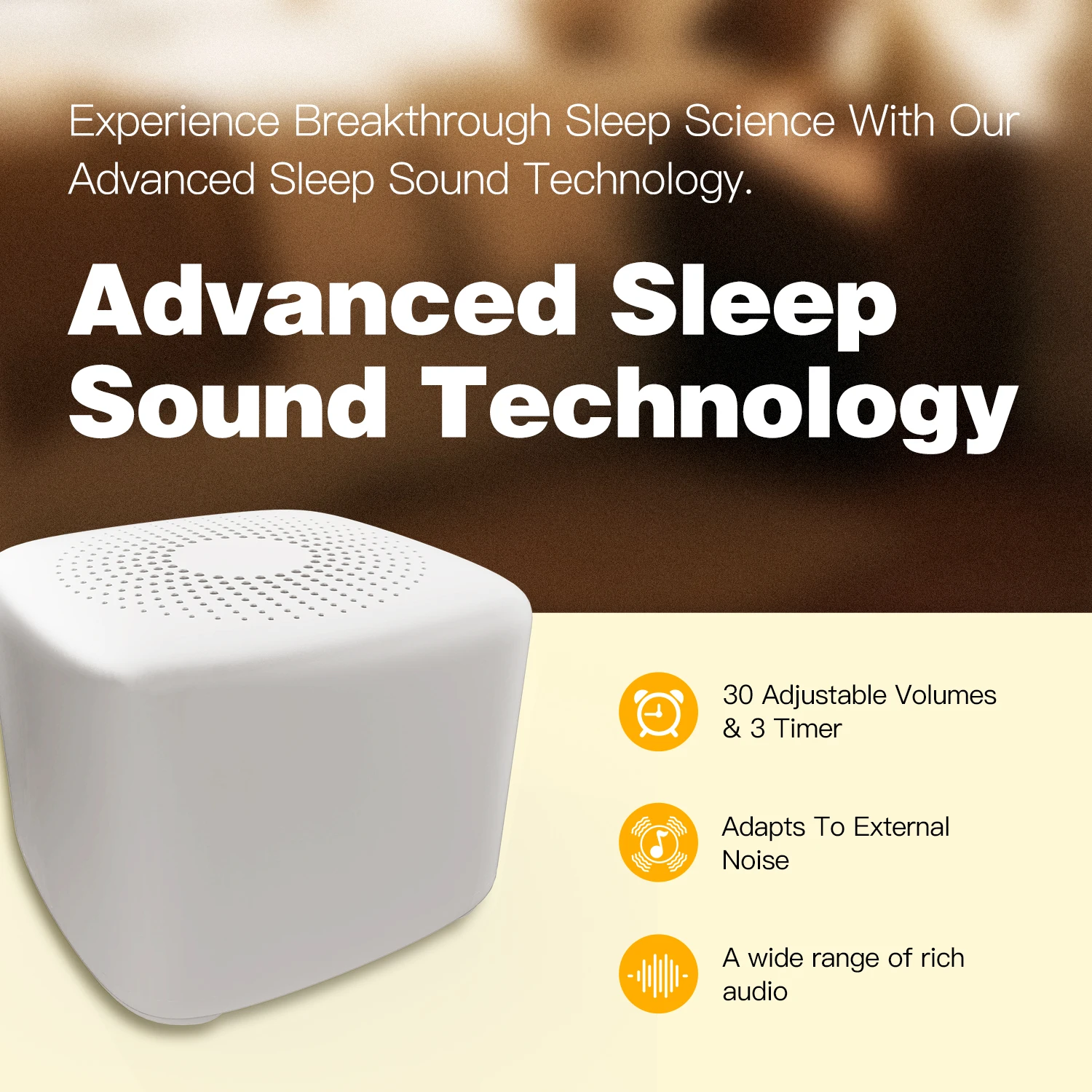 Mini máquina de ruido blanco, dispositivo portátil de sonido para dormir con 20 sonidos naturales, temporizador, Control de volumen para bebés, niños, adultos, oficina en casa