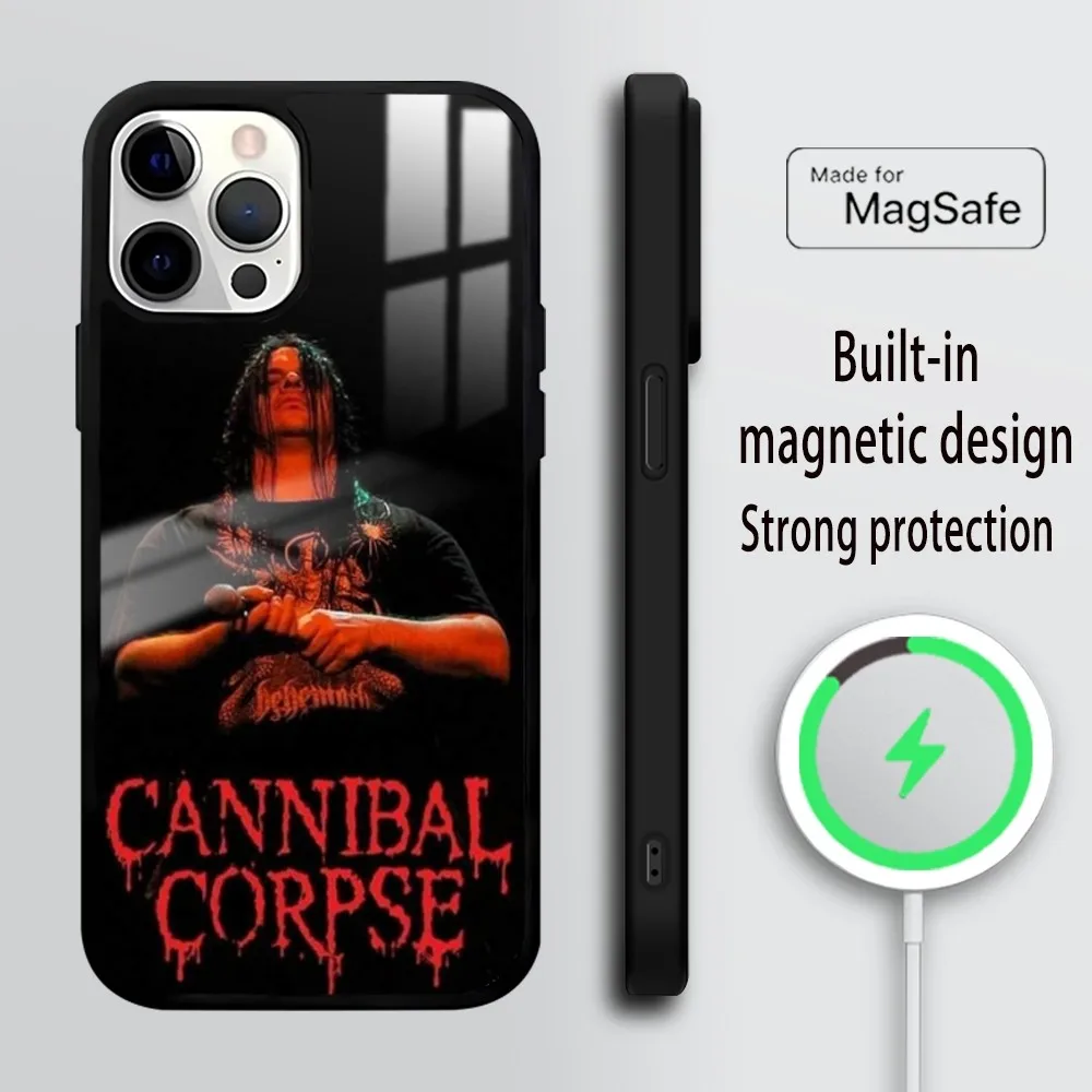 band C-cannibal C-corpse skull Phone Case For iPhone 16 15 14 13 12 11 Pro Max Plus Mini Mirror Wireless magnetic case