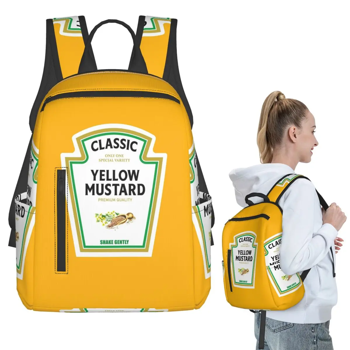 Mustard Mayo Ketchup Backpack Student BookBag Kids School Bag Computer Shoulder Bags Boys Girls