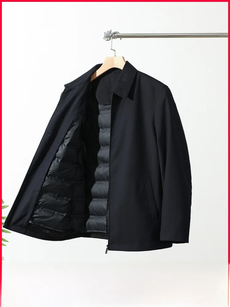 

Men's Casual down Jacket Removable Inner 90 White Goose down Outdoor Windproof Warm Polyester Fiber Fashion Urban Style