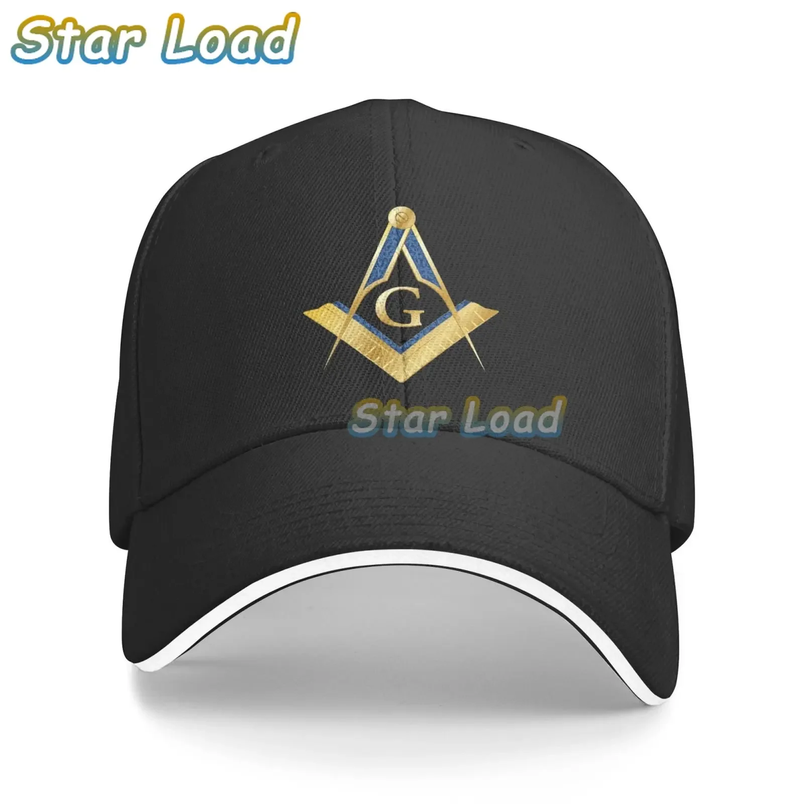 

2022 Punk Gold Square Compass Masonic Freemason Baseball Cap Freemason Illuminati Trendy Streetwear Sandwich Cap for Unisex