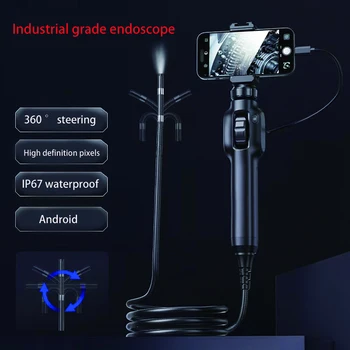 360° two-way rotating articulating endoscope camera HD car inspection endoscope maintenance tools with 8 LED for Android