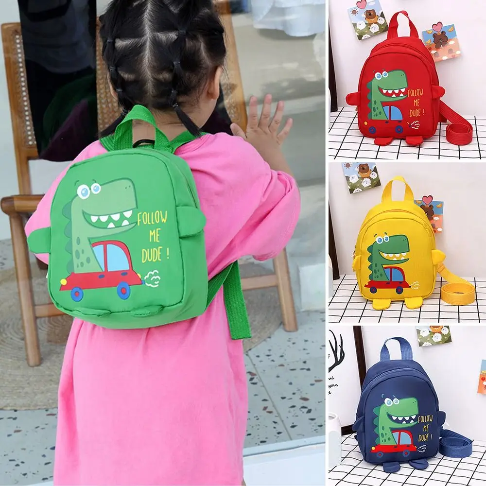 2024 Children\'s Cute Cartoon Dinosaur Backpack, Dragon Crossbody Bag, Fashionable Girls\' Canvas Bag, Kindergarten Backpack