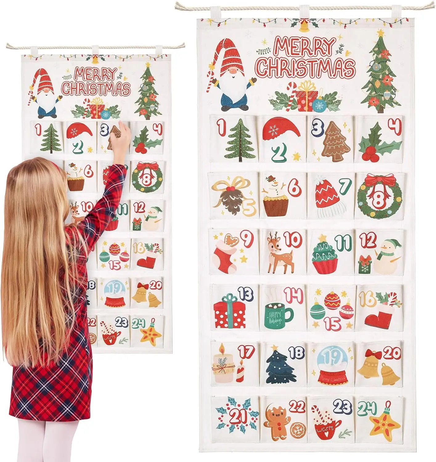 ปฏิทินนับถอยหลังวันคริสต์มาสแบบกำหนดเอง 24 ช่อง แขวนผนัง สไตล์บ้านไร่ ตกแต่งน่ารัก เป็นของขวัญสำหรับเด็กๆ ที่บ้าน