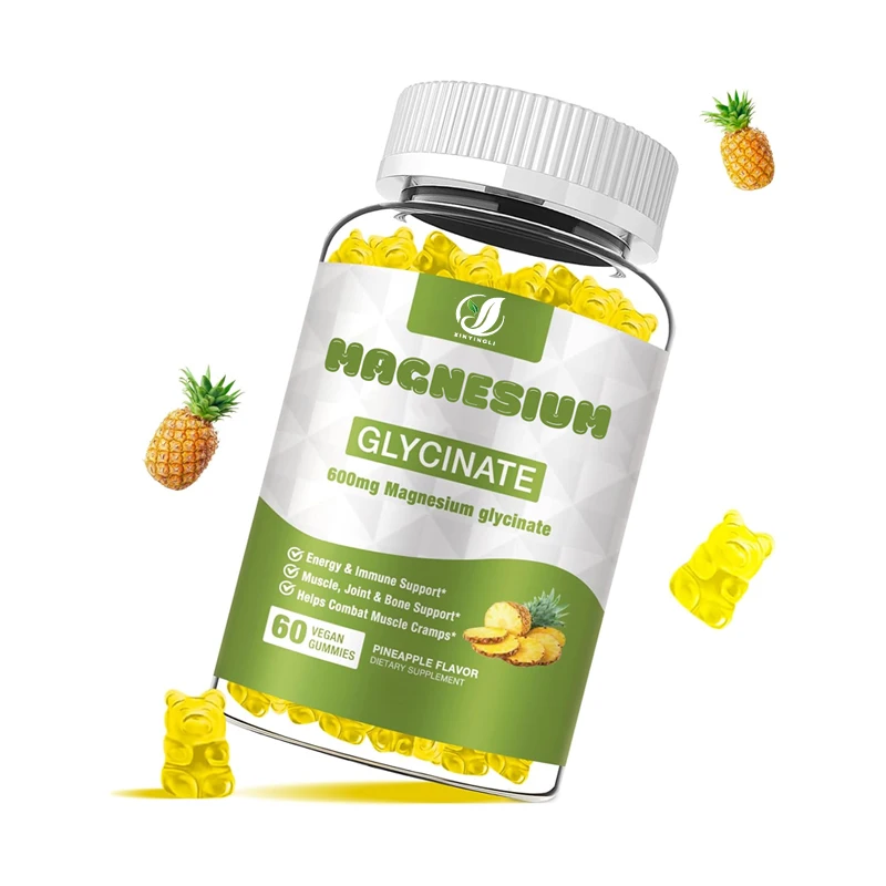 

Magnesium Glycinate Gummies 600mg, Adult Magnesium Potassium Supplement, Sugar Free, Vitamins C, B6, and CoQ10
