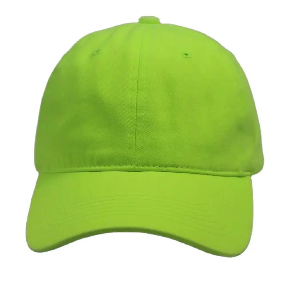 Wahsed Dazzling Blank Women\'s Plain Cap Men Cotton Baseball Cap Neon Green Yellow Orange Pink