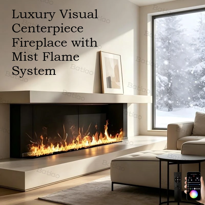 Water Vapor Electric Fireplace 3D Realistic Flame Wall Mounted Smart Remote Control flame effect fireplace home decor камин