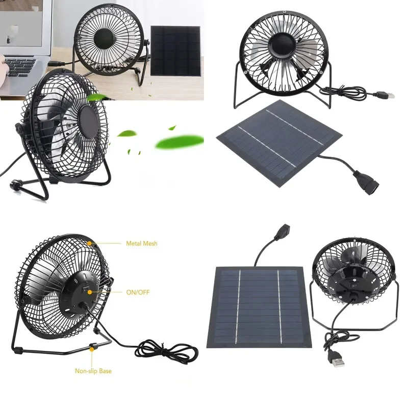 5W Solar Panel Powered Fan for Outdoor Cooling USB Solar Fan Kit for Greenhouse Chicken Coop Dog House Solar Panel Powered