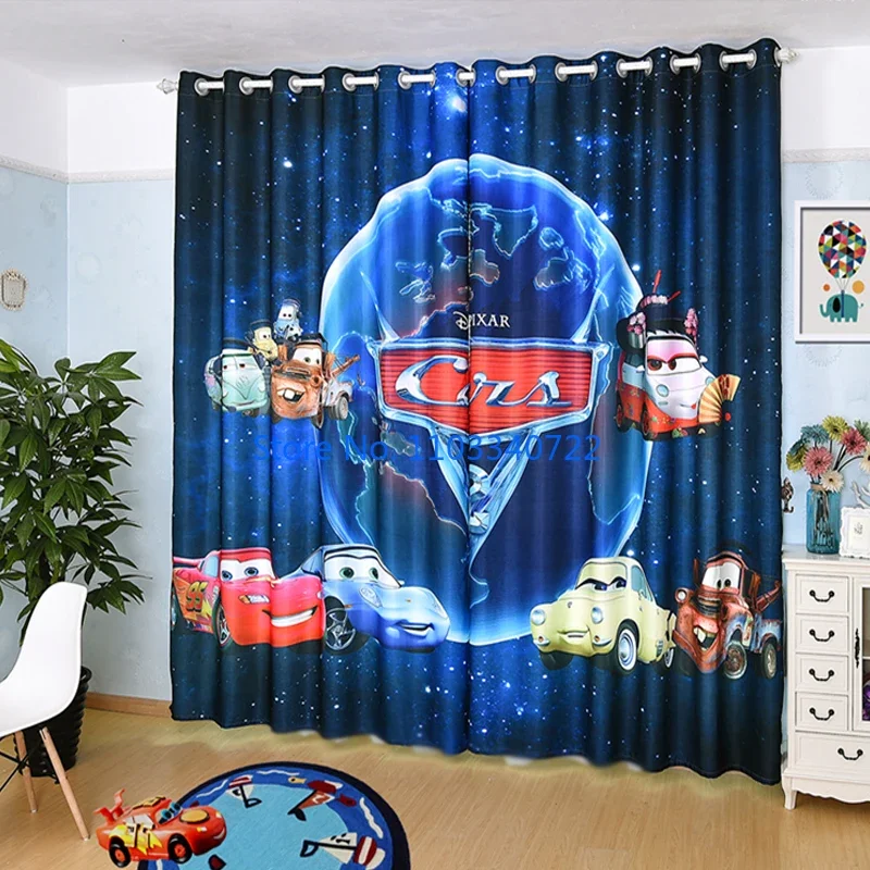 Anime Blue Lightning McQueen Cars Window Curtain 184x215cm 3D Print Blackout Curtains Living Room Bedroom Child Kids Gift