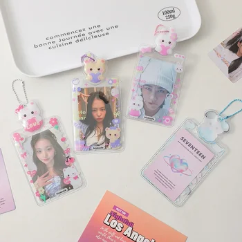 Koreaanse 7,5 cm kaarthouder mouw schattig PVC cartoon meisje fotoweergave hanger ster achtervolgen album kaarttas