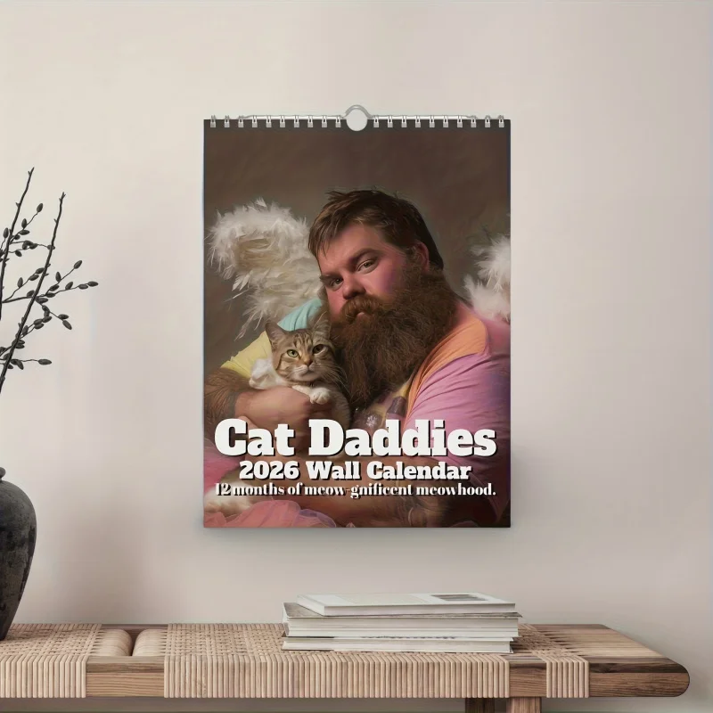 2026Annual Fun Calendar - Cute and fun cat photography wall stickers，With month layout、Home Decoration