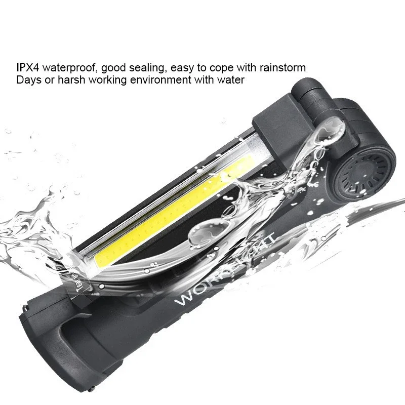 Folding Led Work Light Portable Led Rechargeable Light Waterproof Camping Light Magnetic Flashlight With Built-in Battery