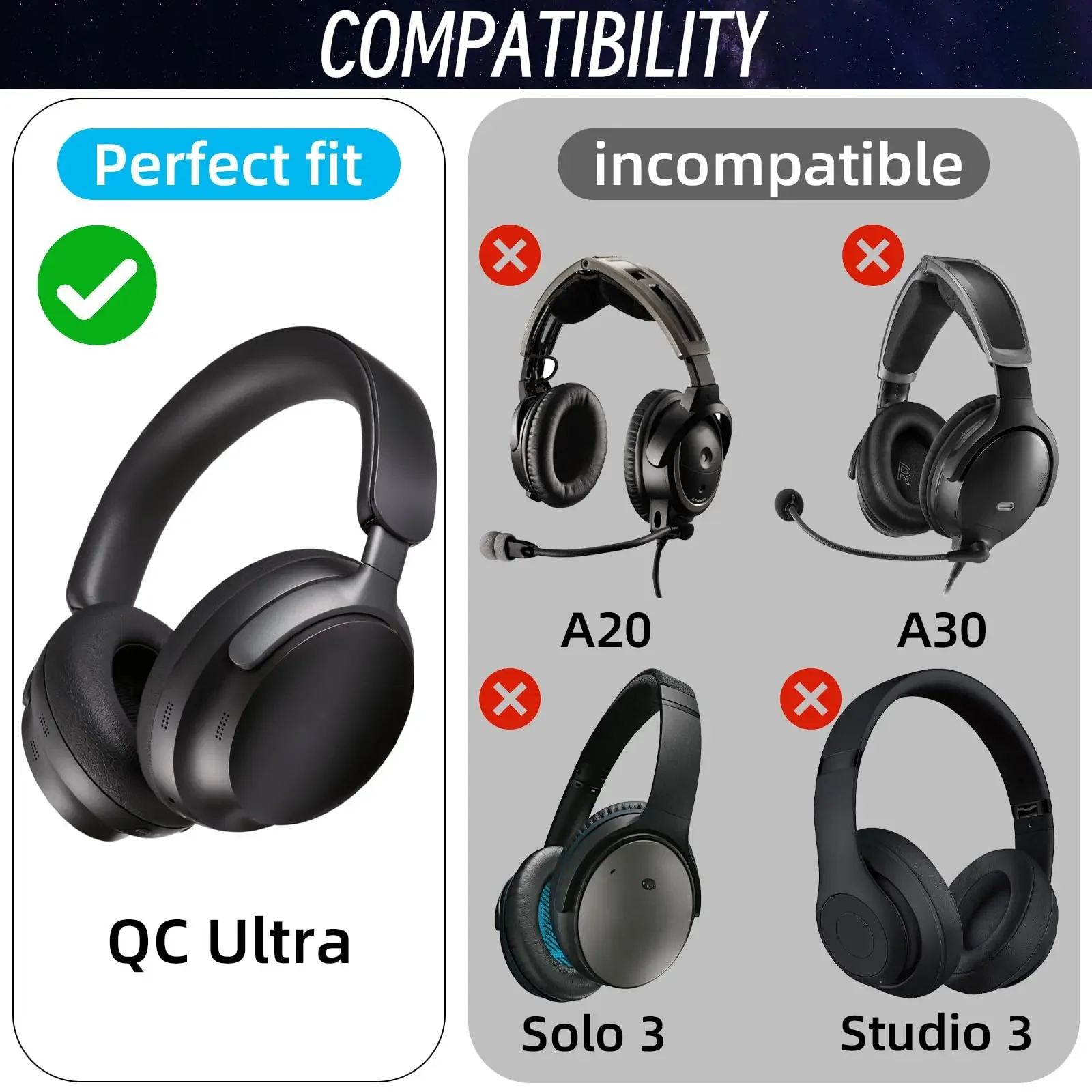 Cuscinetti auricolari di ricambio per cuffie Bose QuietComfort (QC) Ultra Memory Sponge Sleeves Cover Case Parti di riparazione