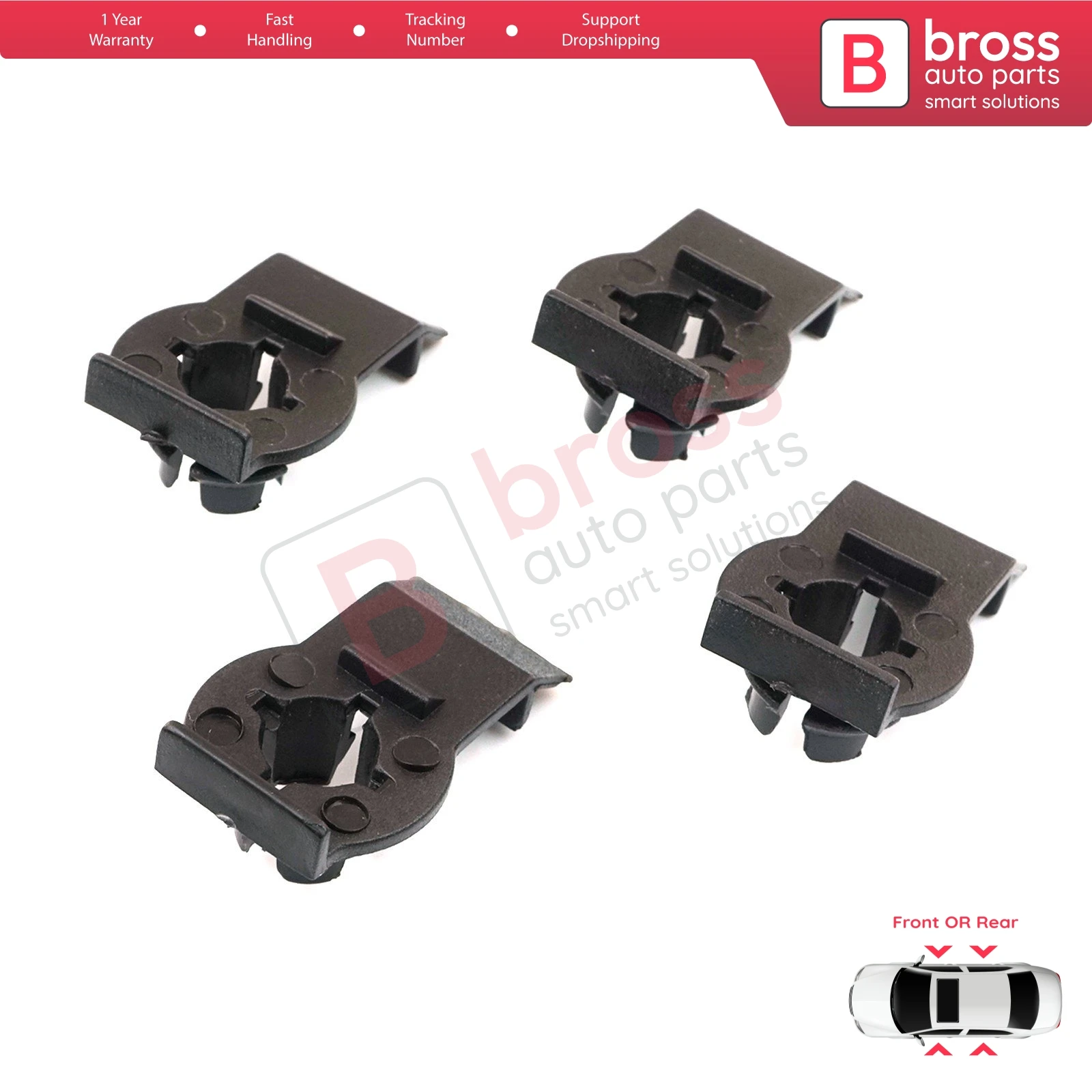 BCF784 4 Pieces Window Fixer Clips 51338218383 for BMW E46 323i 325i 325xi 328i 330i 330xi Boss Auto Parts Made In Turkey