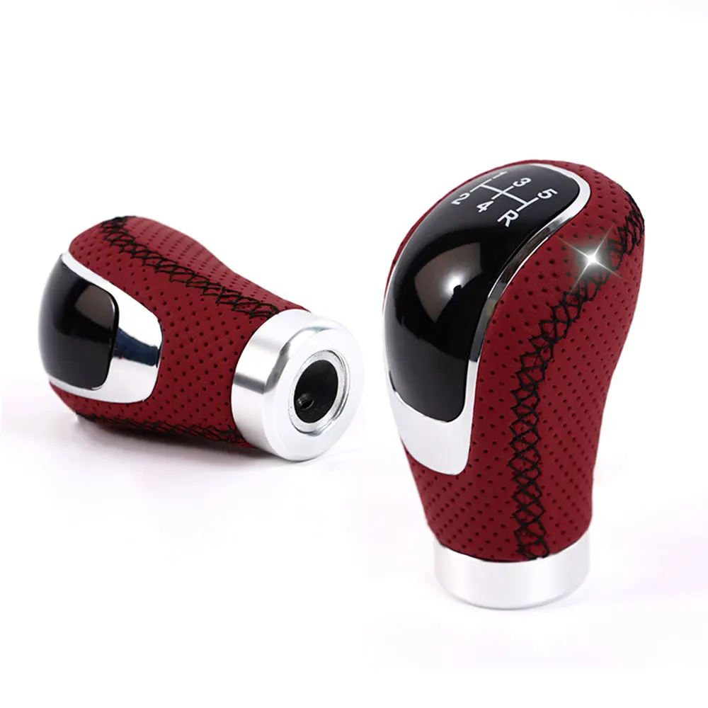 Universal 5/6 Speed PU Leather Gear Shift Knob Manual Auto Gearbox Stick Shift Head Lever Change Handle Cap