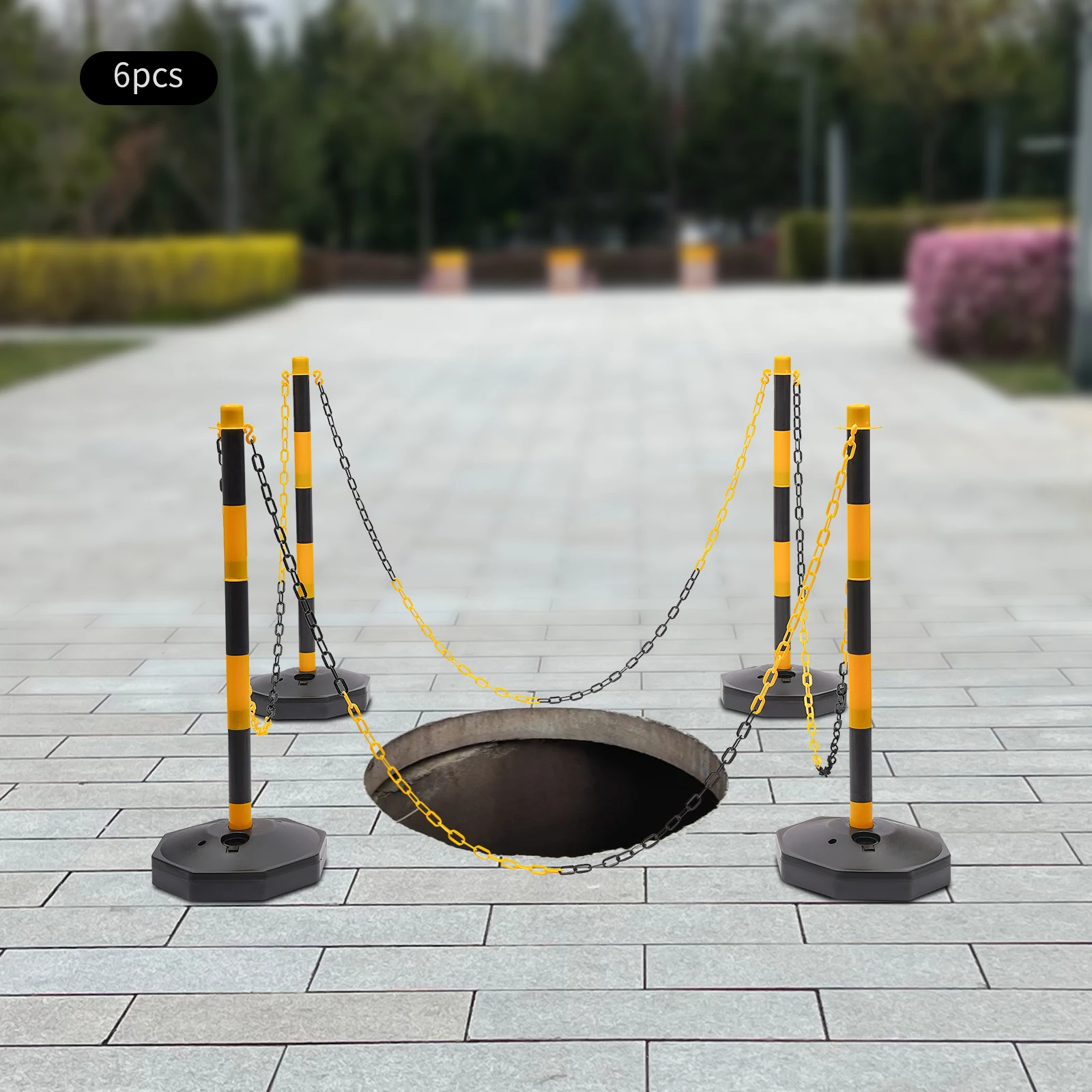 6 عبوات من مخاريط توصيل المرور، حاجز أمان بلاستيكي قابل للتعديل مع سلسلة 33.5 بوصة، حاجز وقوف السيارات للتحكم في حركة المرور #3