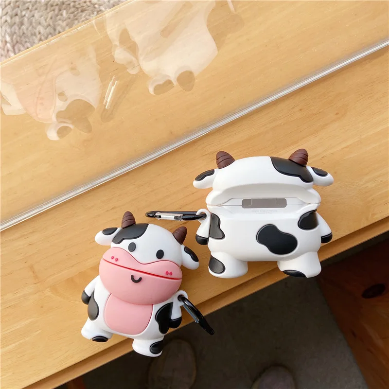 3D Cow Silicone Soft Earphone Case For Airpods Pro 2 Shockproof Protective Cover For Airpods 1 2 3 2021 Charging Box Coque