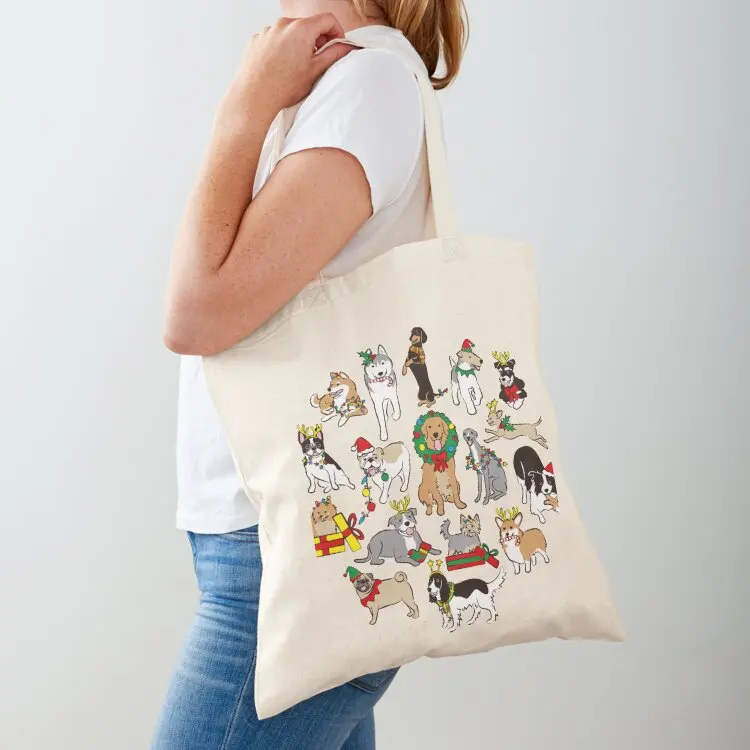 

Happy Dogs Christimas Tote Bag cute pouch bag shopping bag Women's tote screen