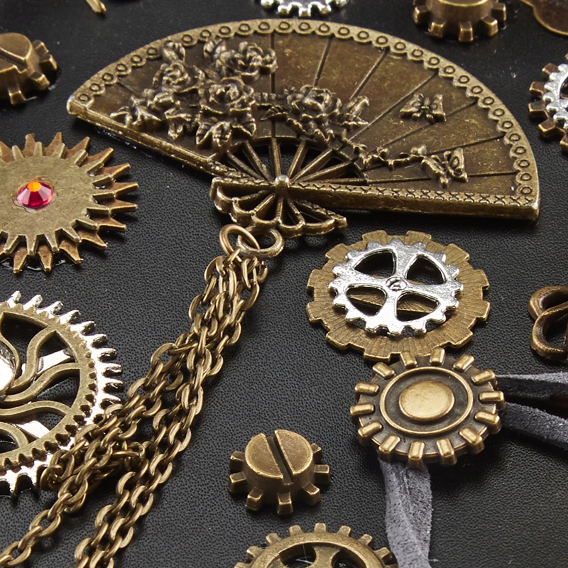 Steampunk Fan Black Rivet Hand Fan Gothic Performing Props Cospaly Hans