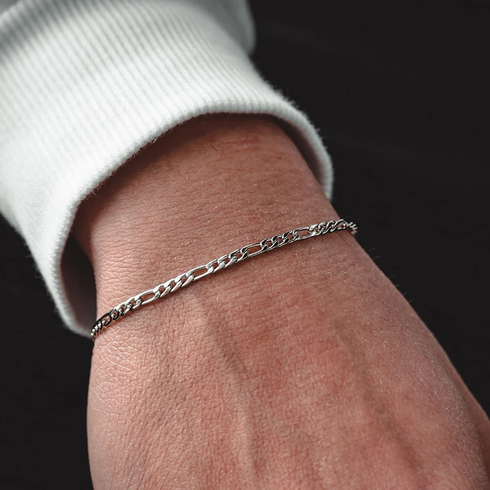 eManco Classic Figaro Chain Bracelet Women Trend For Women Jewelry Silver Color Width 4/6/8MM Stainless Steel Chain Bracelet