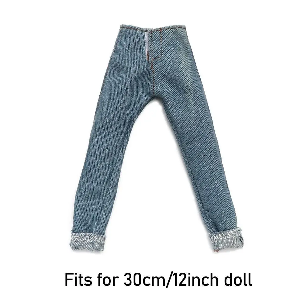 Calças de boneca namorado escala 1:6, acessórios de bonecas de dramatização, calças de boneca masculina, mini jeans casuais, roupas de brinquedo