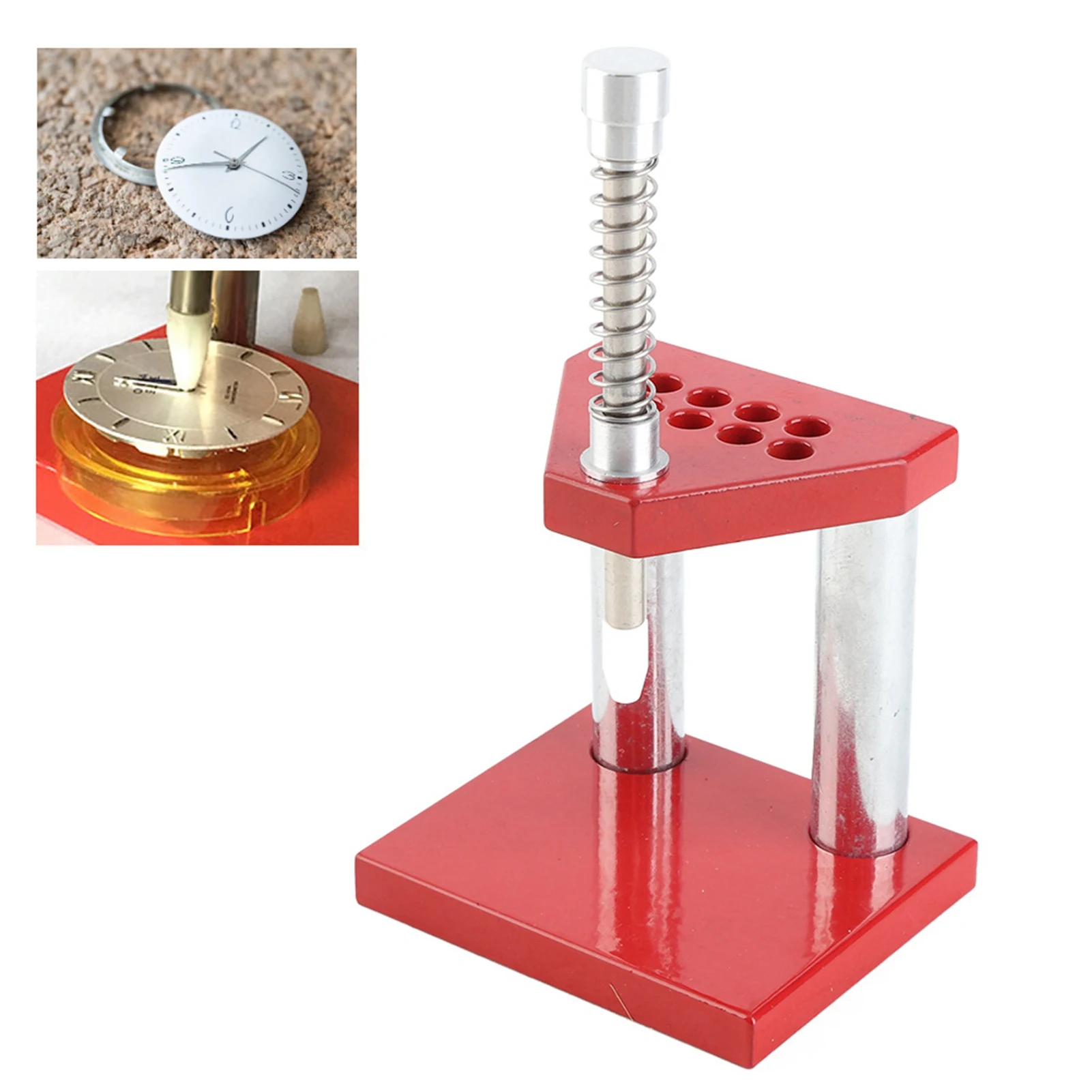 Red Watch Tool Hand Plunger Puller Remover Hand Set Fitter Solid Alloy Steel Watch Repair Tool kit With 10 Plastic Dies