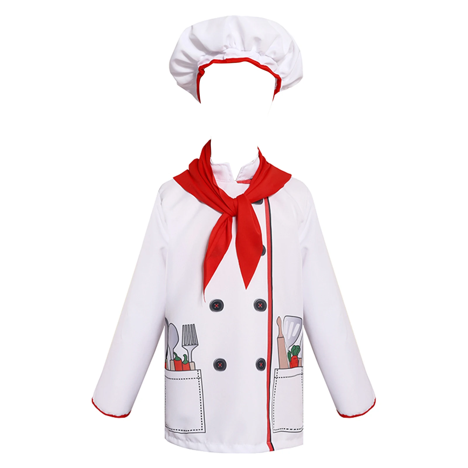 Kids Cooking & Baking Set With Aprons & Chef Hats - 13-Piece Baker Costume For Girls 2-6 Years