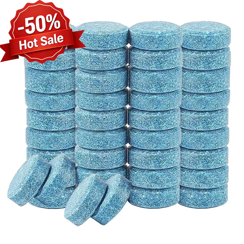 50 Windshield Washer Tablets Glass Cleaner Concentrated Effervescent Tablets Solid Windshield Effervescent Wiper Tablet for Car