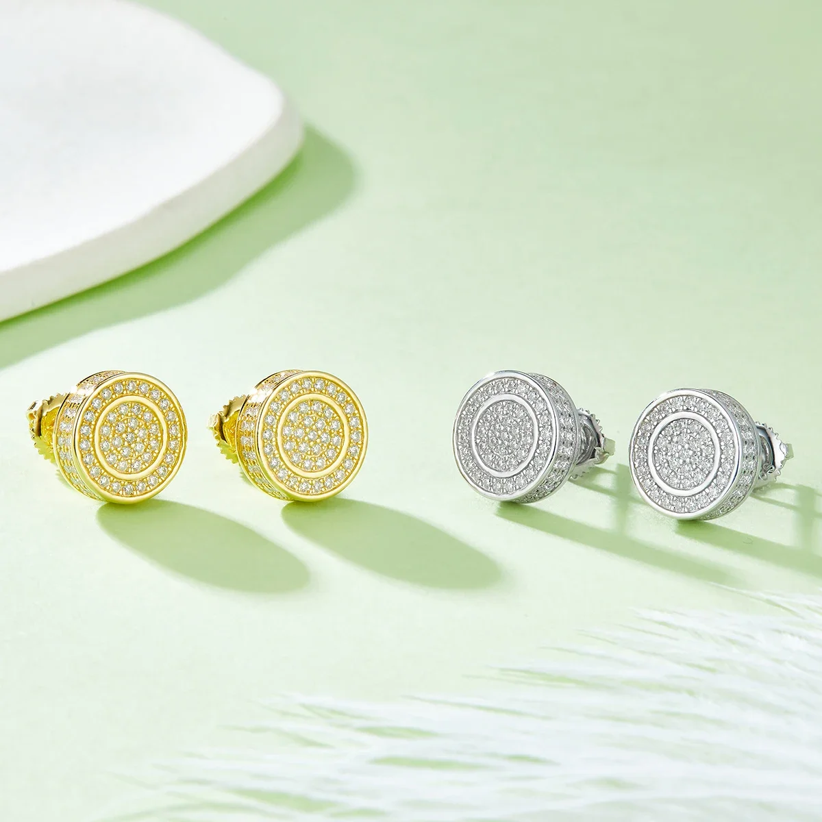 

Iced Out VVS Moissanite Hip Hop Cluster Stud Earrings in 925 Sterling Silver