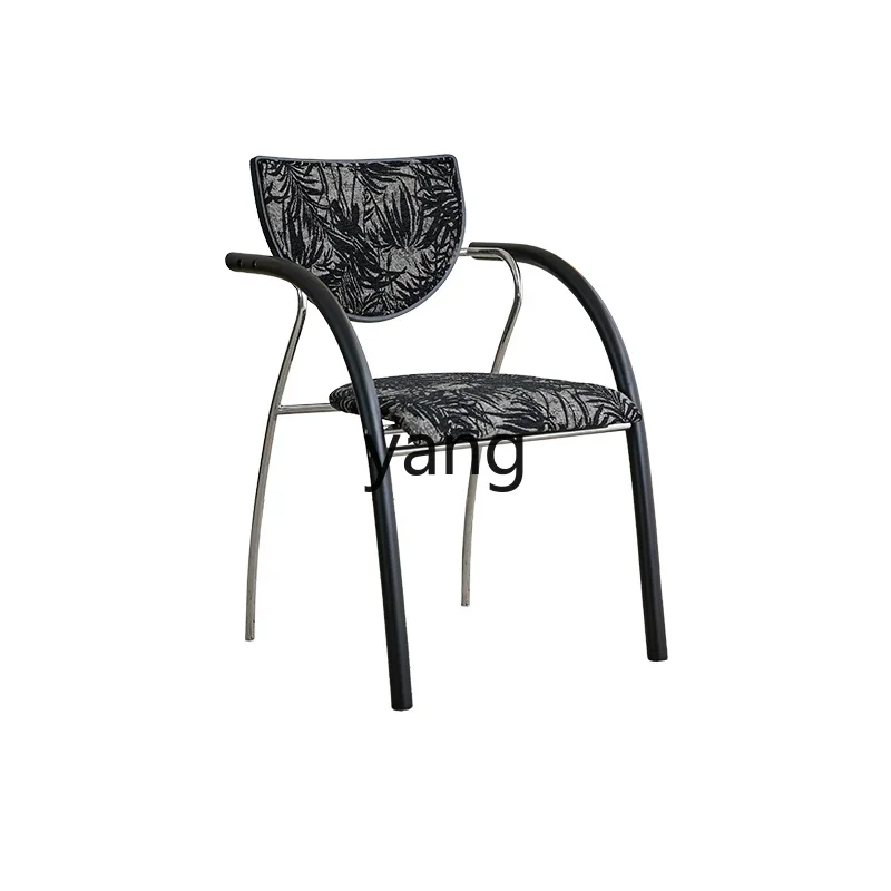 

LH medieval solid wood dining chair stainless steel household backrest chair dining table soft bag chair